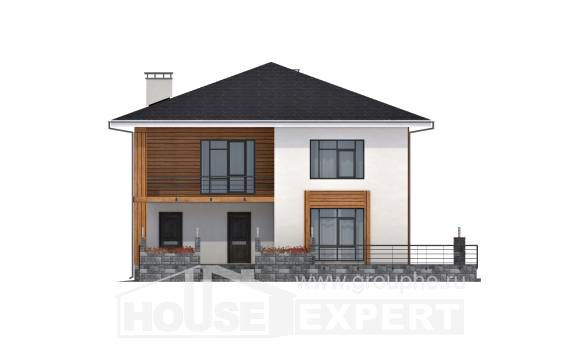180-015-П Проект двухэтажного дома, современный загородный дом из газобетона, House Expert