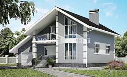 190-006-Л Проект двухэтажного дома мансардой и гаражом, красивый загородный дом из газобетона, Рудный