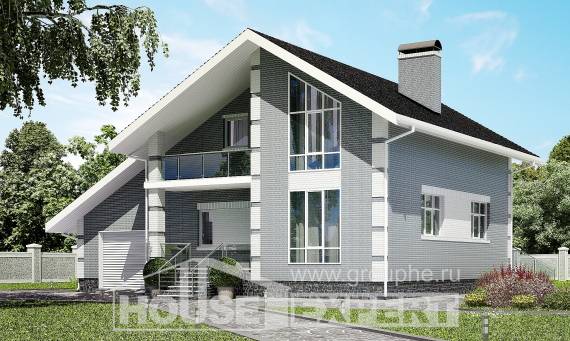 190-006-Л Проект двухэтажного дома мансардой, гараж, просторный коттедж из пеноблока, House Expert