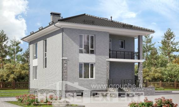 275-004-П Проект трехэтажного дома, гараж, уютный загородный дом из кирпича Темиртау, House Expert