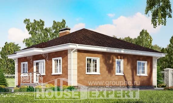 100-001-Л Проект одноэтажного дома, небольшой коттедж из бризолита Астана, House Expert