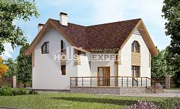 150-009-П  Проект двухэтажного дома с мансардой, скромный домик из газобетона Актобе, House Expert