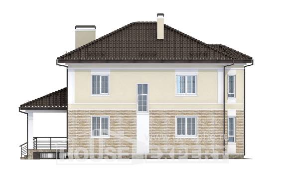 220-007-П Проект двухэтажного дома и гаражом, классический коттедж из кирпича Туркестан, House Expert