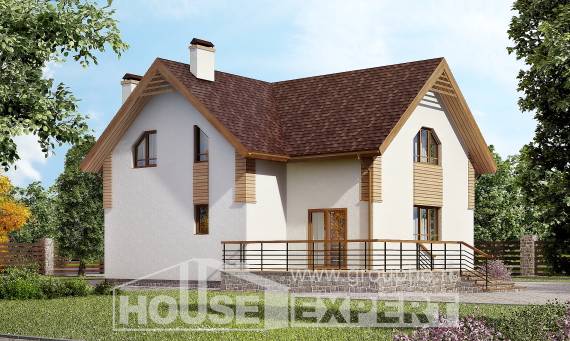150-009-П  Проект двухэтажного дома с мансардой, скромный домик из газобетона Актобе, House Expert