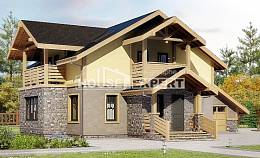 180-011-П Проект двухэтажного дома мансардой и гаражом, современный домик из газобетона, Рудный