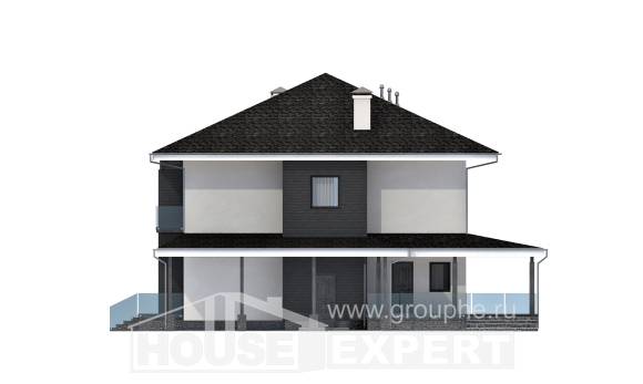 245-002-П Проект двухэтажного дома и гаражом, простой дом из блока Костанай, House Expert
