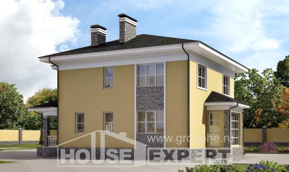 155-011-Л Проект двухэтажного дома, уютный загородный дом из газосиликатных блоков Актау, House Expert