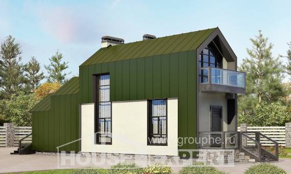 060-006-Л Проект двухэтажного дома с мансардой, компактный домик из блока Уральск, House Expert