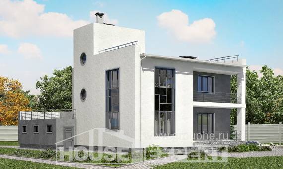 255-001-П Проект двухэтажного дома, гараж, современный дом из теплоблока Темиртау, House Expert