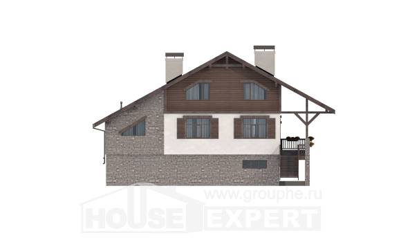 300-003-П Проект трехэтажного дома мансардный этаж, гараж, просторный загородный дом из кирпича, Актау