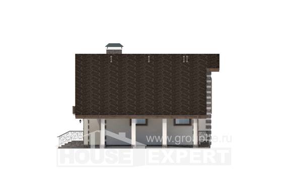 150-003-Л Проект двухэтажного дома с мансардным этажом, гараж, бюджетный коттедж из бризолита, Актау
