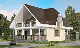 125-001-Л Проект двухэтажного дома с мансардным этажом, красивый загородный дом из арболита, Актау