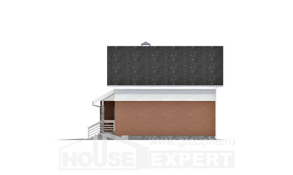 120-002-Л Проект двухэтажного дома мансардой, гараж, скромный домик из поризованных блоков, Кокшетау