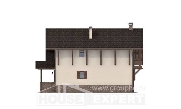 190-007-Л Проект двухэтажного дома мансардой и гаражом, средний домик из кирпича, Уральск