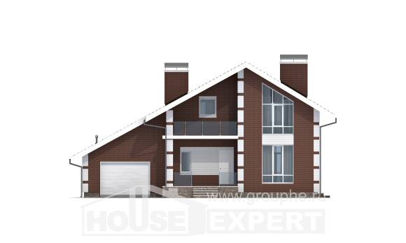180-001-Л Проект двухэтажного дома мансардный этаж и гаражом, недорогой дом из теплоблока, Кокшетау