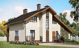180-008-Л Проект двухэтажного дома с мансардным этажом, гараж, уютный домик из пеноблока Кызылорда, House Expert