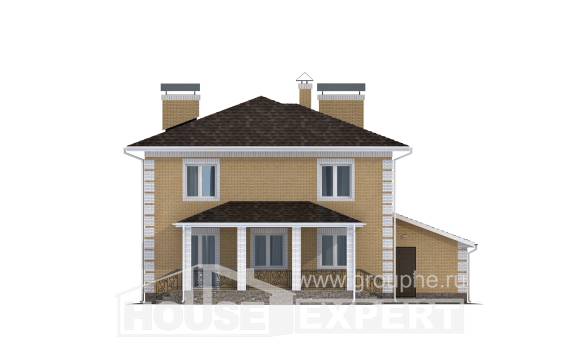 220-006-Л Проект двухэтажного дома и гаражом, средний коттедж из бризолита, Уральск