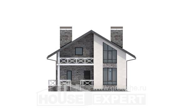 155-001-Л Проект двухэтажного дома мансардный этаж, гараж, бюджетный коттедж из газосиликатных блоков, Кызылорда