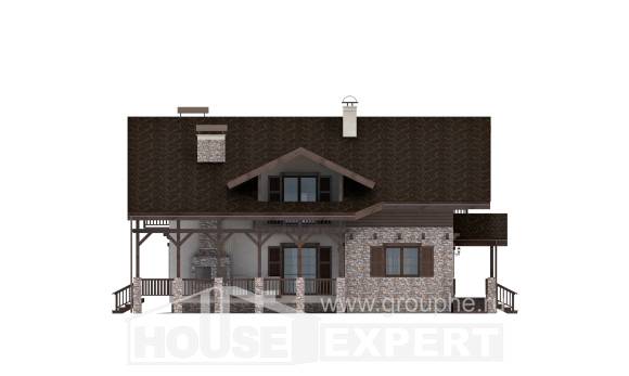 250-003-П Проект двухэтажного дома с мансардным этажом, просторный загородный дом из теплоблока Атырау, House Expert