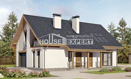 185-005-П Проект двухэтажного дома мансардой, гараж, классический загородный дом из газосиликатных блоков Темиртау, House Expert