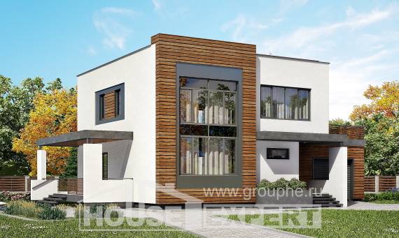220-003-П Проект двухэтажного дома и гаражом, современный дом из блока, Темиртау