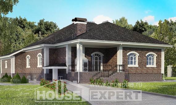 490-001-П Проект трехэтажного дома с мансардой и гаражом, большой коттедж из кирпича Атырау, House Expert