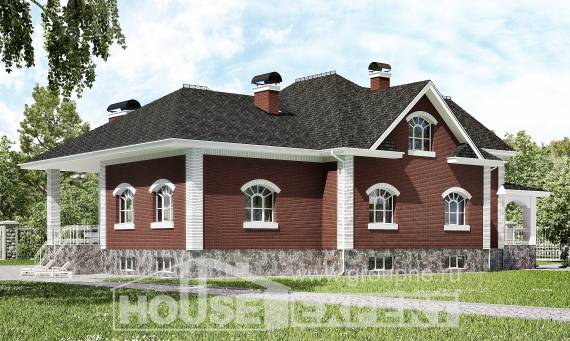 600-001-П Проект трехэтажного дома мансардой и гаражом, просторный дом из пеноблока Тараз, House Expert