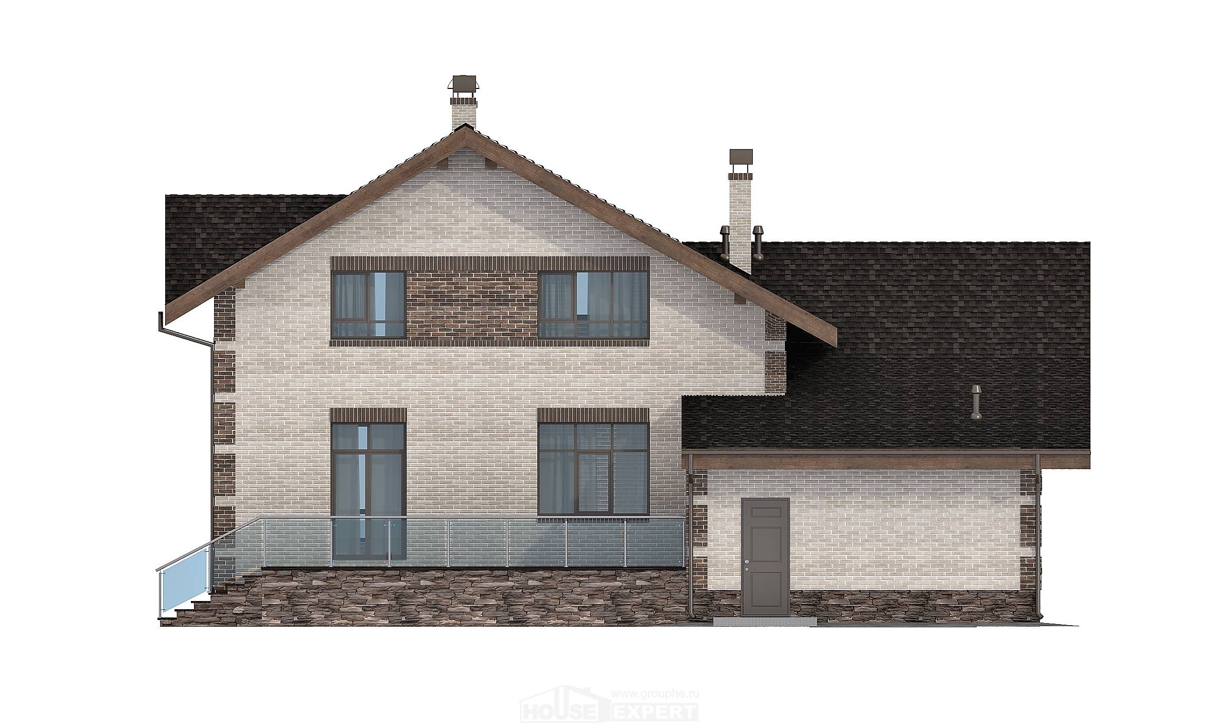 245-005-П Проект двухэтажного дома мансардой и гаражом, современный загородный дом из бризолита Экибастуз, House Expert