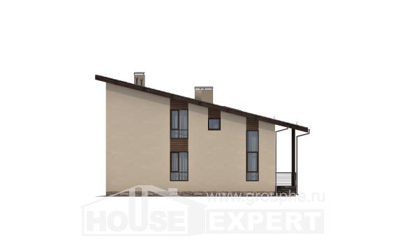 140-005-Л Проект двухэтажного дома с мансардным этажом, скромный коттедж из арболита Шымкент, House Expert