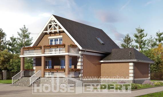 200-009-Л Проект трехэтажного дома с мансардой, гараж, красивый дом из арболита, House Expert