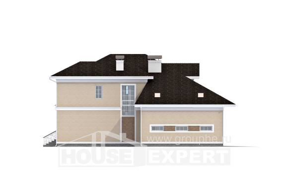 335-001-Л Проект двухэтажного дома и гаражом, классический домик из кирпича, Темиртау