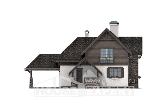 160-002-Л Проект двухэтажного дома с мансардой, гараж, доступный домик из газобетона Кокшетау, House Expert