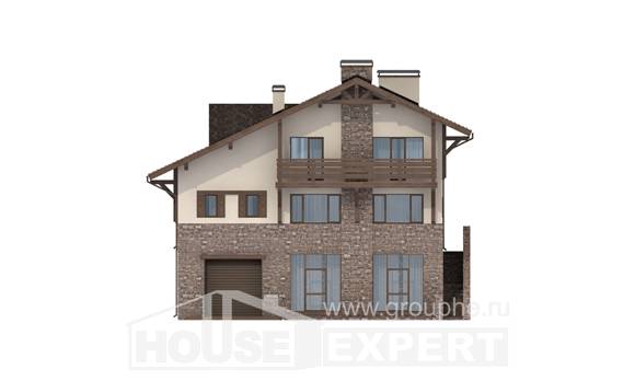 305-002-Л Проект трехэтажного дома с мансардой, просторный домик из кирпича Кызылорда, House Expert