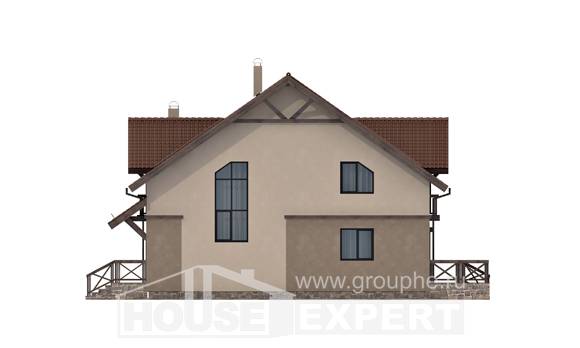 120-003-Л Проект двухэтажного дома мансардой, недорогой домик из пеноблока, Экибастуз