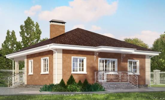 100-001-Л Проект одноэтажного дома, современный домик из твинблока Кызылорда | Проекты домов от House Expert