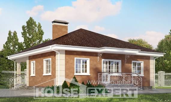 100-001-Л Проект одноэтажного дома, бюджетный домик из керамзитобетонных блоков Алма-Ата, House Expert
