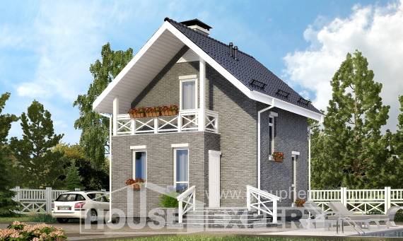 045-001-П Проект двухэтажного дома с мансардным этажом, дешевый коттедж из блока, Петропавловск