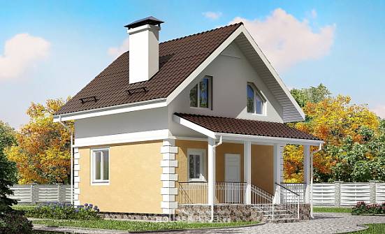 070-002-П Проект двухэтажного дома с мансардой, недорогой загородный дом из пеноблока Талдыкорган | Проекты домов от House Expert