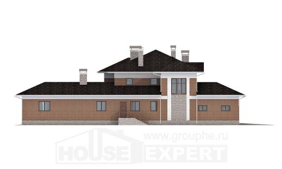 520-002-Л Проект трехэтажного дома и гаражом, большой домик из бризолита, House Expert
