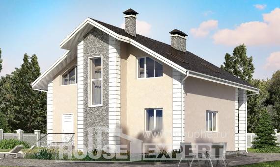 150-002-П Проект двухэтажного дома мансардный этаж и гаражом, небольшой загородный дом из поризованных блоков, Тараз