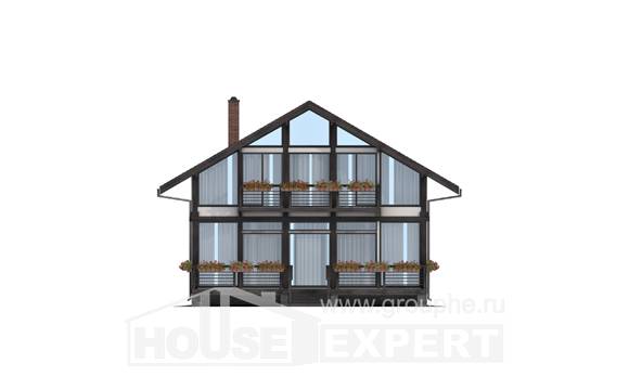170-007-П Проект двухэтажного дома мансардный этаж, небольшой коттедж из бревен Талдыкорган, House Expert