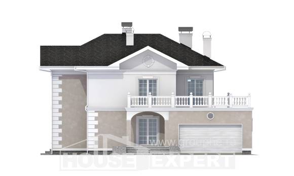 340-002-П Проект двухэтажного дома и гаражом, большой коттедж из кирпича Жанаозен, House Expert