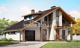 180-008-Л Проект двухэтажного дома мансардой и гаражом, простой коттедж из пеноблока Алма-Ата, House Expert