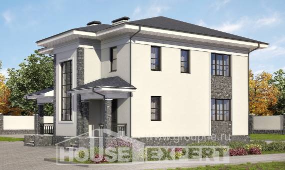 155-011-П Проект двухэтажного дома, простой коттедж из газобетона Шымкент, House Expert