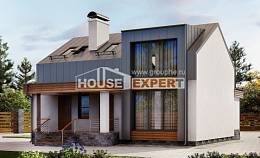 120-004-П Проект двухэтажного дома с мансардным этажом, компактный загородный дом из арболита Шымкент, House Expert