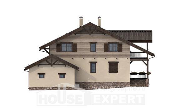 255-002-П Проект двухэтажного дома с мансардой и гаражом, классический коттедж из керамзитобетонных блоков, Караганда