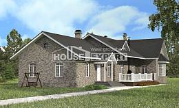 195-001-П Проект одноэтажного дома, классический коттедж из кирпича Кызылорда, House Expert