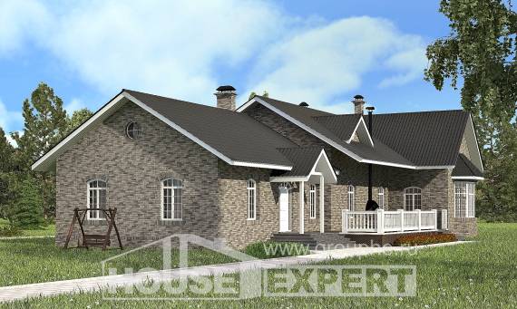 195-001-П Проект одноэтажного дома, классический коттедж из кирпича Кызылорда, House Expert