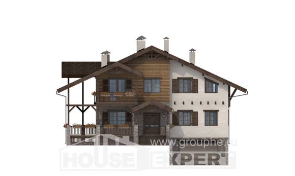 400-004-П Проект трехэтажного дома с мансардой и гаражом, огромный коттедж из кирпича Караганда, House Expert