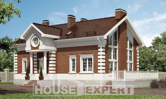 160-009-П Проект двухэтажного дома с мансардой, современный дом из арболита Костанай, House Expert